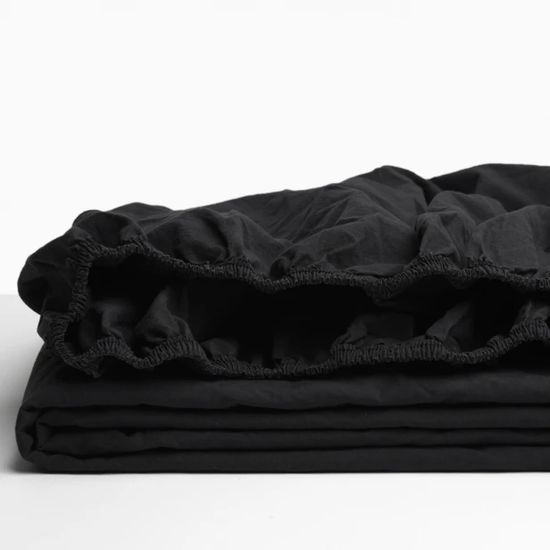 Sábana bajera ajustable lisa Negro cama 135 cm - 135x190/200 cm